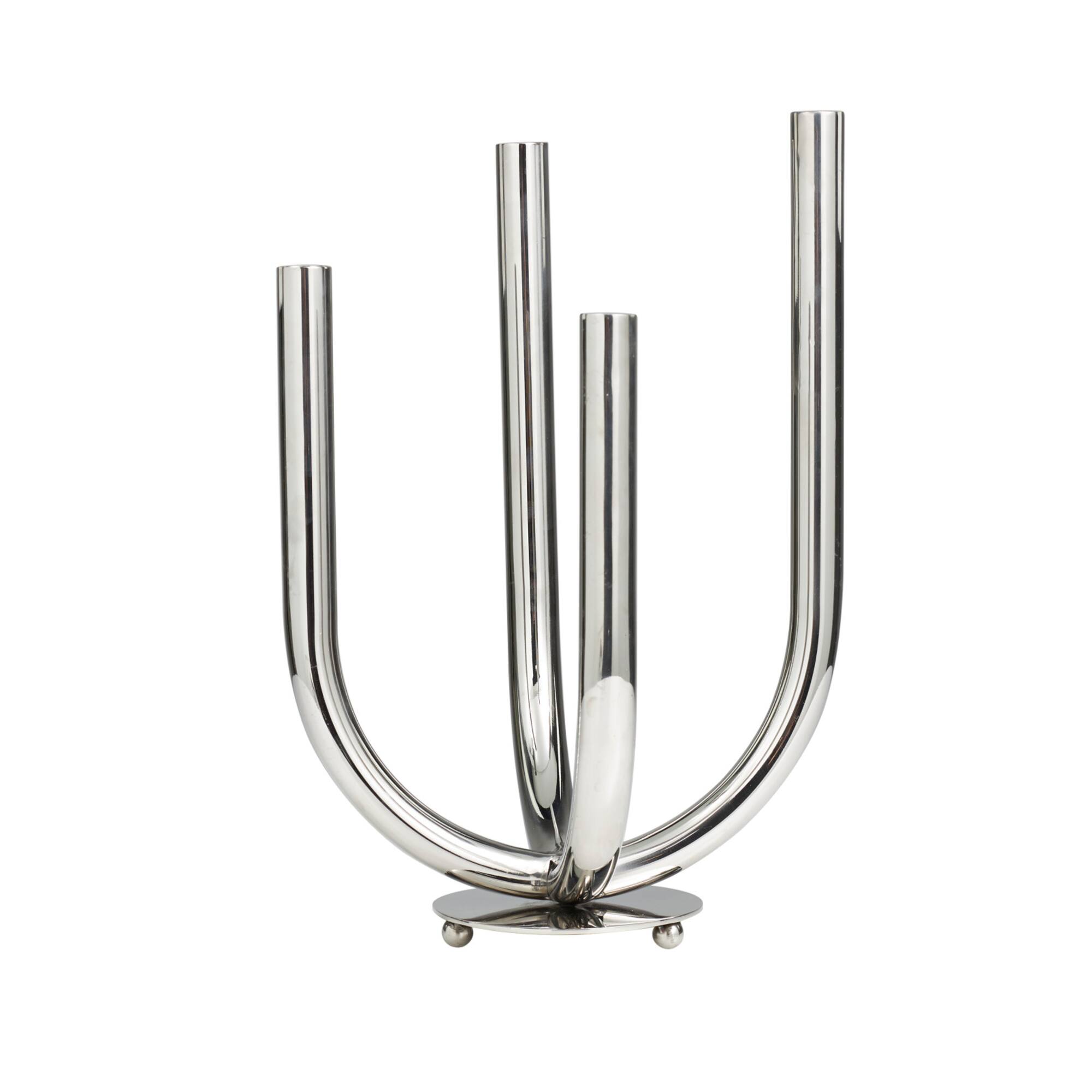 15" Silver Stainless Steel Abstract U-Shaped Candelabra